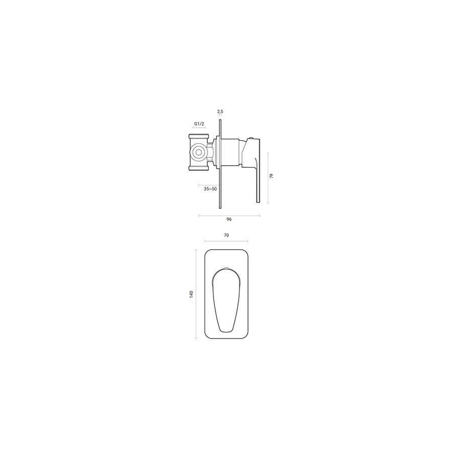Rubinetto miscelatore monoforo bagno doccia incasso OCEAN ,cromo