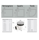 Piatto doccia acrilico rinforzato cm H 5,5 x 90 x 90 bianco con piletta cromata filo/sopra pavimento