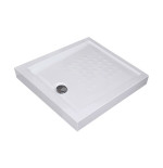 Piatto doccia acrilico rinforzato cm H 5,5 x 90 x 90 bianco con piletta cromata filo/sopra pavimento