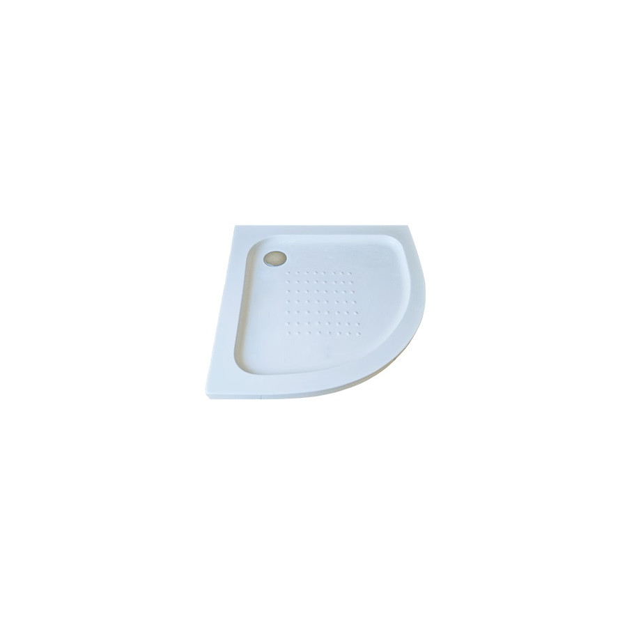 Piatto doccia acrilico semicircolare cm. H 5,5x80x80 bianco con piletta cromata filo/sopra pavimento
