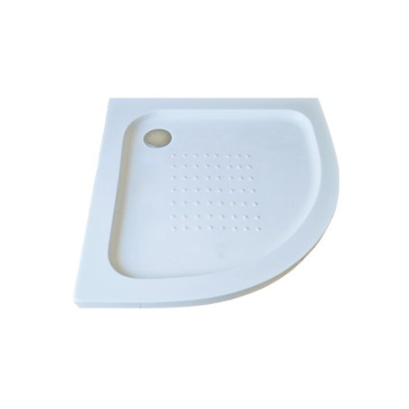 Piatto doccia acrilico semicircolare cm. H 5,5x80x80 bianco con piletta cromata filo/sopra pavimento