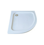 Piatto doccia acrilico semicircolare cm. H 5,5x90x90 bianco con piletta cromata filo/sopra pavimento