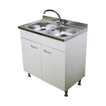 Mobile cucina 2 ante con lavello inox 90, 2 vasche componibile sottolavello