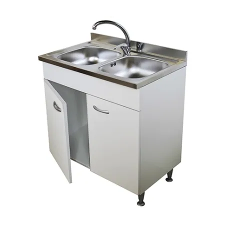 Mobile cucina 2 ante con lavello inox 90, 2 vasche componibile sottolavello