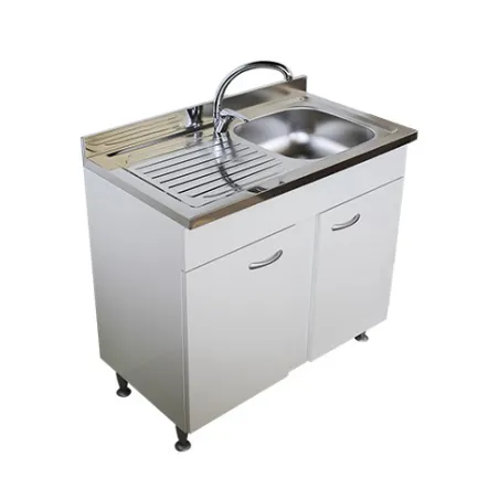 Mobile sottolavello bianco, 2 ante completo di lavello inox cm.90, vasca a dx