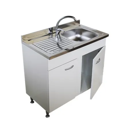 Mobile sottolavello bianco, 2 ante completo di lavello inox cm.90, vasca a dx