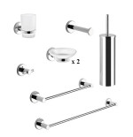 Kit set serie accessori bagno FELCE GEDY 8 pezzi acciaio inox/vetro/cromall