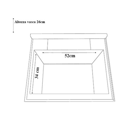 Mobile lavatoio bucataio, cm.59x49x80, 2 ante,vasca e asse lavapanni, Rovere