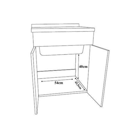 Mobile lavatoio bucataio, cm.59x49x80, 2 ante,vasca e asse lavapanni, Rovere