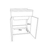 Mobile lavatoio bucataio, cm.59x49x80, 2 ante,vasca e asse lavapanni, Rovere