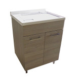 Mobile lavatoio bucataio, cm.59x49x80, 2 ante,vasca e asse lavapanni, Rovere