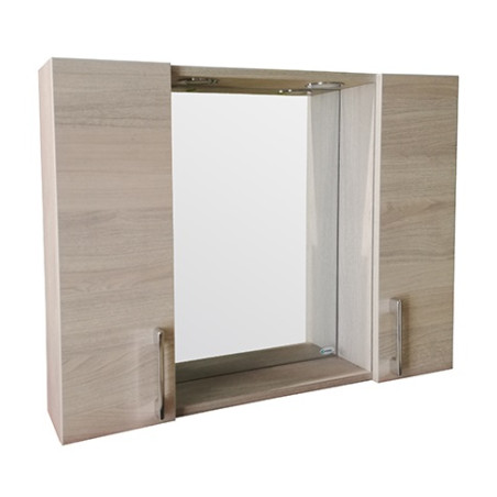 Specchiera specchio cm.77x57x11, 2 ante, colore Rovere con illuminazione
