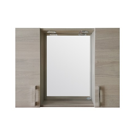 Specchiera specchio cm.77x57x11, 2 ante, colore Rovere con illuminazione