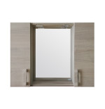 Specchiera specchio cm.77x57x11, 2 ante, colore Rovere con illuminazione