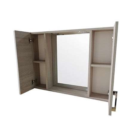 Specchiera specchio cm.77x57x11, 2 ante, colore Rovere con illuminazione