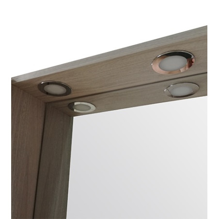 Specchiera specchio cm.77x57x11, 2 ante, colore Rovere con illuminazione