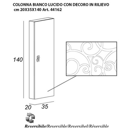 Mobile bagno sospeso moderno Floreale Miami bianco lucido, misura cm 100, con specchio a led,lavabo e colonna singola