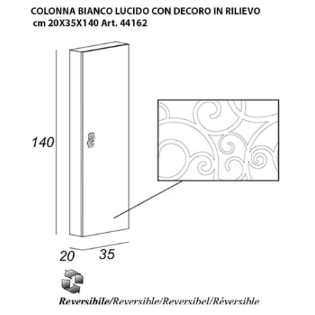 Mobile bagno sospeso moderno Floreale Miami bianco lucido, misura cm 100, con specchio a led,lavabo e colonna singola