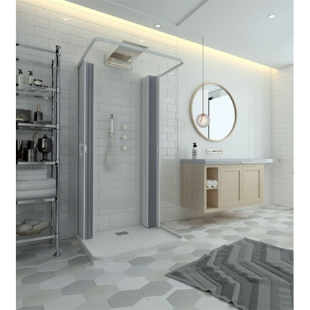 Box doccia 3 lati in pvc a soffietto cm.90x90x90, riducibile su misura