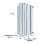 Box doccia 3 lati in pvc a soffietto cm.90x90x90, riducibile su misura