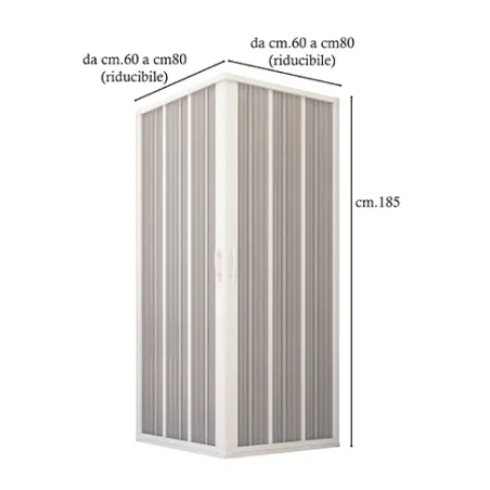 Box doccia angolare a soffietto, misura cm.60x60, riducibile su misura