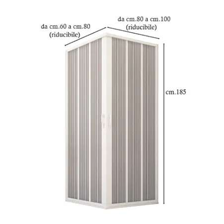 Box doccia angolare a soffietto, misura cm.80x100, riducibile su misura