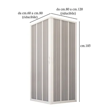 Box doccia angolare a soffietto, misura cm.80x120, riducibile su misura