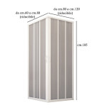 Box doccia angolare a soffietto, misura cm.80x120, riducibile su misura