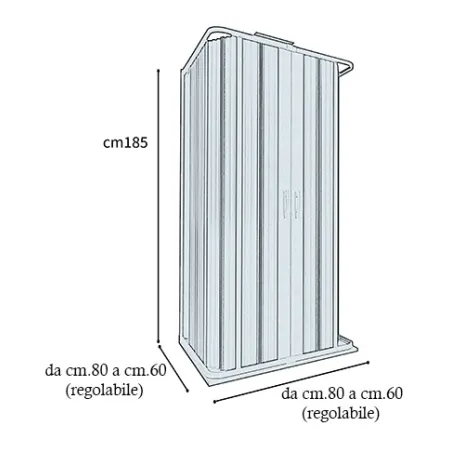 Box doccia 3 lati in pvc a soffietto cm.80x80x80, riducibile su misura