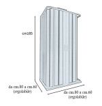 Box doccia 3 lati in pvc a soffietto cm.80x80x80, riducibile su misura