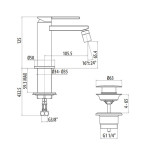 Rubinetto miscelatore bagno lavabo e bidet con pilette di scarico, art.8042+8050