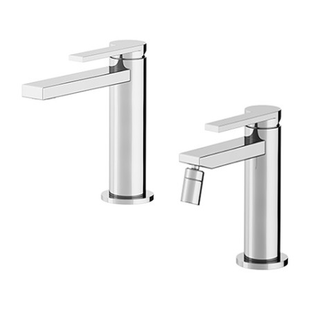 Rubinetto miscelatore bagno lavabo e bidet con pilette di scarico, art.8042+8050