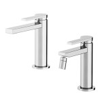 Rubinetto miscelatore bagno lavabo e bidet con pilette di scarico, art.8042+8050