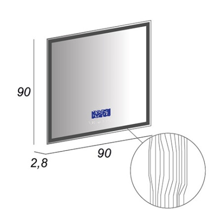 Specchiera specchio cm.90x90x2,8,con illuminazione Led e autoparlanti Bluetooth