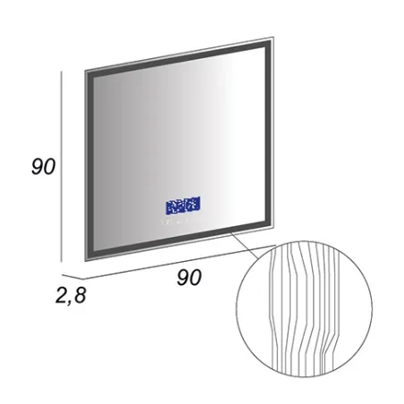 Specchiera specchio cm.90x90x2,8,con illuminazione Led e autoparlanti Bluetooth