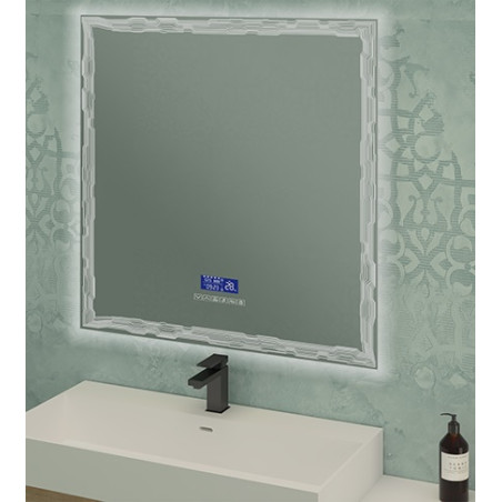 Specchiera specchio cm.90x90x2,8,con illuminazione Led e autoparlanti Bluetooth