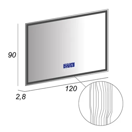 Specchiera specchio cm.90x120x2,8,con illuminazione Led e autoparlanti Bluetooth