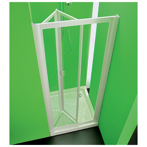 Box porta nicchia doccia, misura cm.83-88, cabina porta a libro due ante colore bianco in pvc