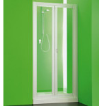 Box porta nicchia doccia, misura cm.86-91, cabina porta a libro due ante colore bianco in pvc