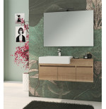 Mobile bagno sospeso Free rovere bruges,cm 100,lavabo e specchio filo lucido