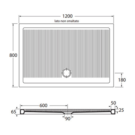 Piatto doccia 80x120 rettangolare in ceramica bianca, modello Ferdy Azzurra