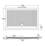 Piatto doccia 80x120 rettangolare in ceramica bianca, modello Ferdy Azzurra
