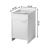 Mobile lavatoio con vasca lavapanni in resina 50 x 50 1 anta