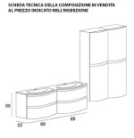 Mobile bagno Vague antracite,cm 138, con doppio lavabo e due colonne