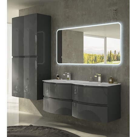 Mobile bagno Vague antracite,cm 138, con doppio lavabo e una colonna