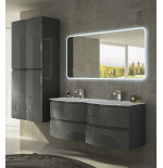 Mobile bagno Vague antracite,cm 138, con doppio lavabo e una colonna