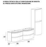 Mobile bagno Vague antracite,cm 138, con doppio lavabo e una colonna
