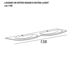 Mobile bagno Vague antracite,cm138,con doppio lavabo in vetro bianco extra light