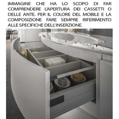 Mobile bagno Vague antracite,cm138,con doppio lavabo in vetro bianco extra light