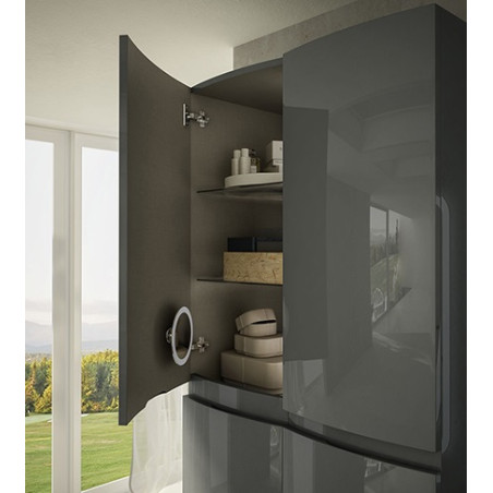 Mobile bagno Vague antracite,cm138,con doppio lavabo in vetro bianco extra light